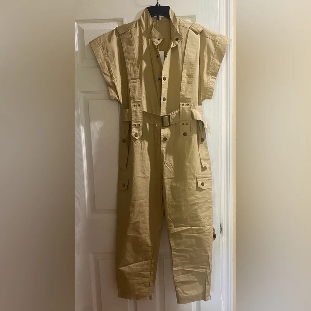L'ATISTE Khaki Button-Up Jumpsuit - Picture 3 of 6